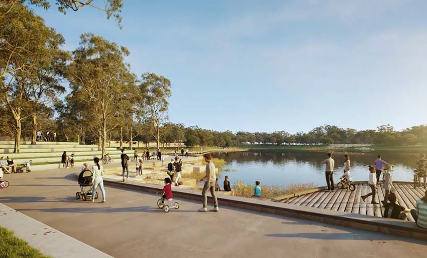 Concept image for lake in housing estate